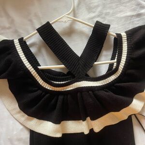 Black and White Ruffled Top